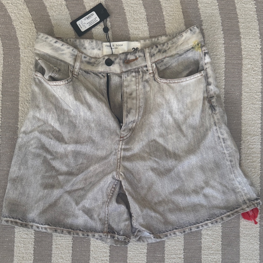 rag & bone Washed Gray High-Rise Denim Shorts